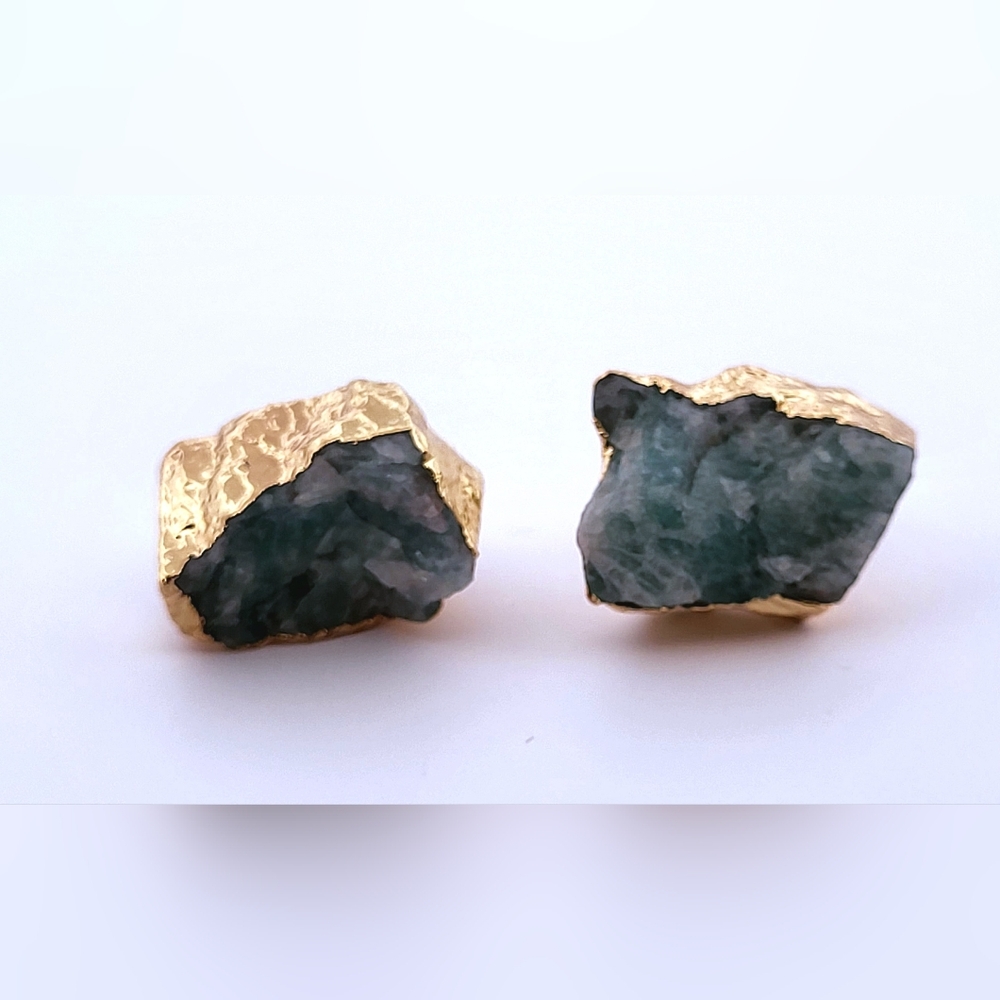Natural Amazonite Gold Stud Earrings Nazgse20 - image 1